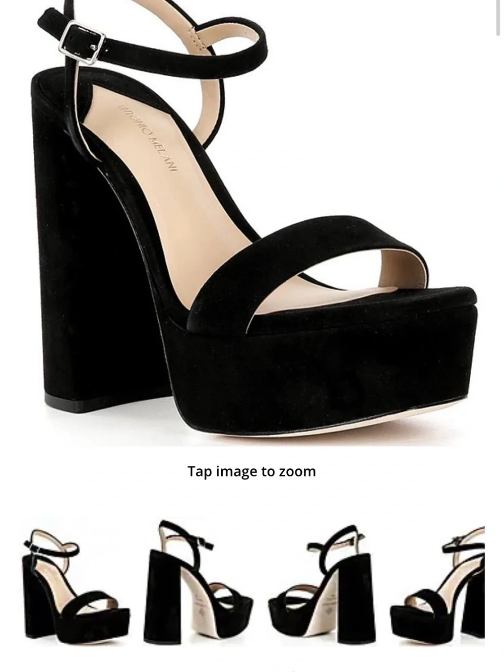 ANTONIO MELANI Black Suede Platform Block Heel Sandals
